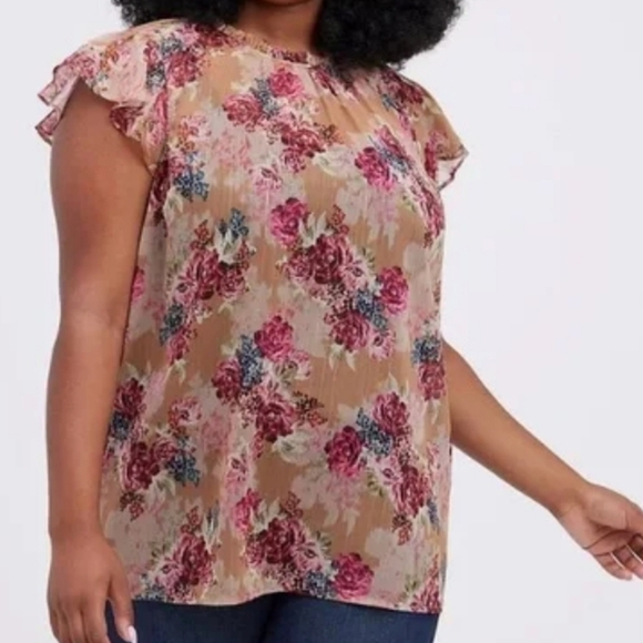 torrid Tops - Torrid Romantic Date Night NWOT sheer floral high neck top size 0